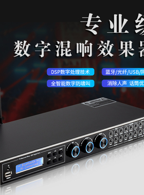 新款FX88plus前级效果器全智能防啸叫混响人声消音蓝牙USB家用KTV