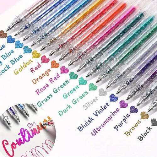 60PCS Glitter Gel Pens Set, Water-Resistant Plastic Rollerba