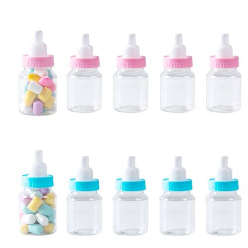 12/24Pcs Pink Blue Baby Bottle for Baby Shower Favors Mini C