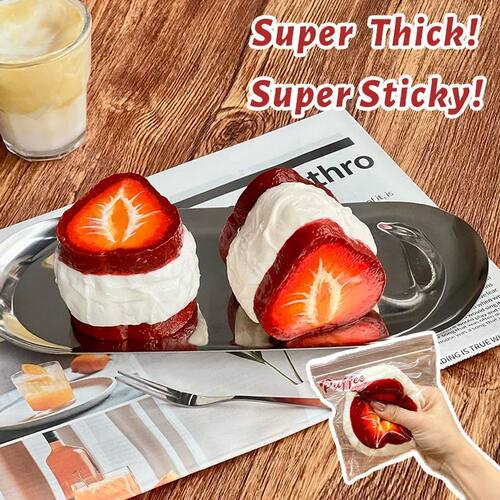 Strawberry Yogurt Taba Squishy, Handmade Creamy Soft Slow Re