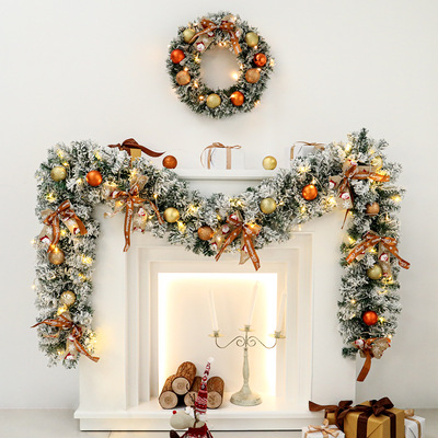 Christmas Wreath Flocking Rattan European Style Wreath Windo
