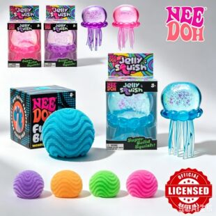 NeeDoh Fuzz Fidget Toys Set Wonder Waves Fuzz Ball & Jellyf