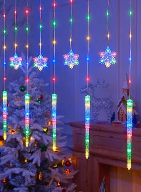 Christmas LED Curtain Lights, Boasting Snowflake & Icicle Pa