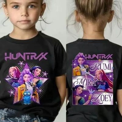 Kpop Demon Hunters Print Graphic Tshirt Summer Kids Clothes