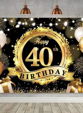 Happy 40th Birthday Backdrop Background Banner For Man Woman