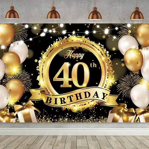 Happy 40th Birthday Backdrop Background Banner For Man Woman