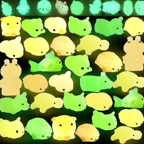 10/30/50PCS Mochi Squishy Toys Glow in The Dark Kawaii Anima