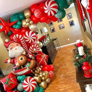 Christmas Balloons Garland Green Red Box Candy Balloons Arch