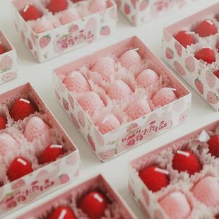 4/6/9PCS Strawberry Shaped Scented Candles Gift Box Handmade