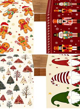 Cute Christmas Table Runner Gingerbread Man Polyester Table