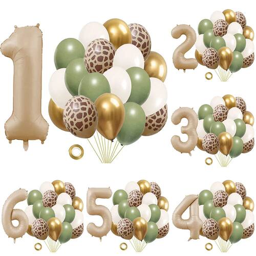 20pcs?Jungle?Animal?Theme?Party?Sage Green?Balloon?Caramel?N