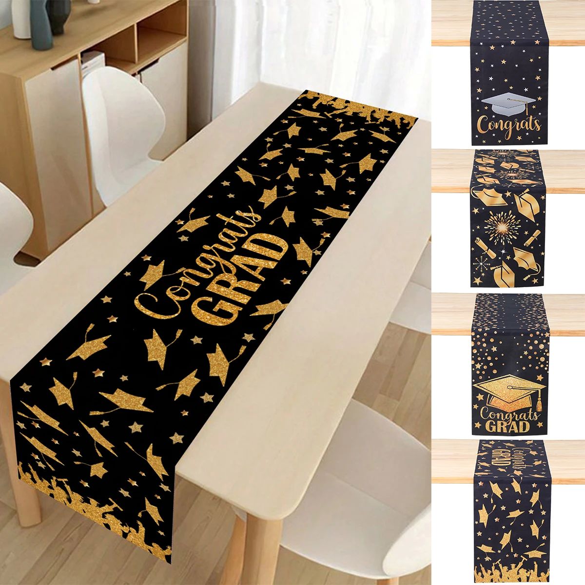 Graduation Table Runner Graduation Decorations 2024 Black Go