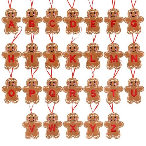 A-Z Gingerbread Man Doll Christmas Decoration Pendants Xmas