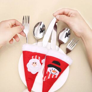 Tableware Fork Knife Holder Bag Navidad  Noel Christmas Deco