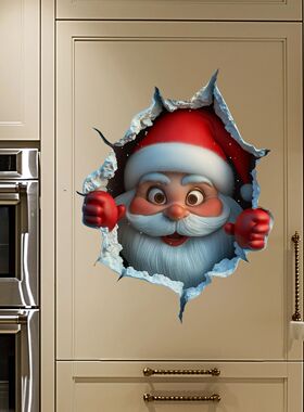 1pc Christmas Santa Wall Stickers PVC Waterproof Sticker Doo
