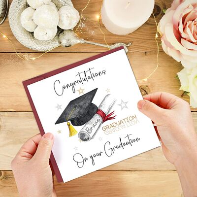 1pc Class Of 2026 Graduation Folded Card With Envelope, Bach