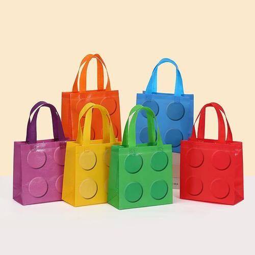 6/12pcs Building Block Tote Bags Non-Woven Fabric Party Favo