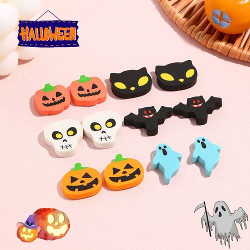 10Pcs/Lot Creative Halloween Eraser Cute Cartoon Bat Pumpkin