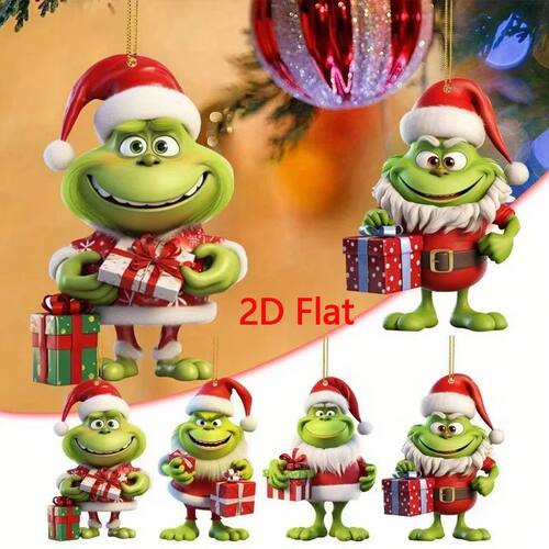 Pendant 8cm Creative Xmas 2D Flat Hanging Ornament Christmas