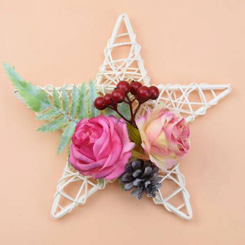 1/3pcs Rattan Star Frame Artificial Flowers Wreaths Christma