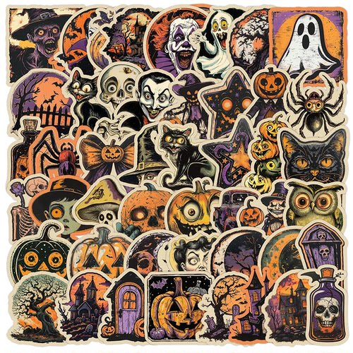 50PCS Halloween Terrifying Pumpkin Spider Graffiti Stickers
