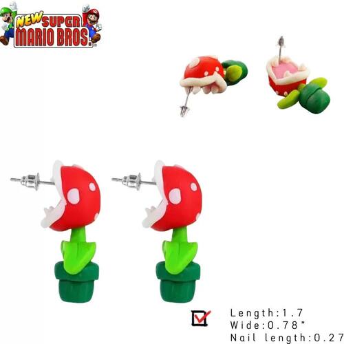 Super Mario Earrings Piranha Plant Funny Anime Creative Game