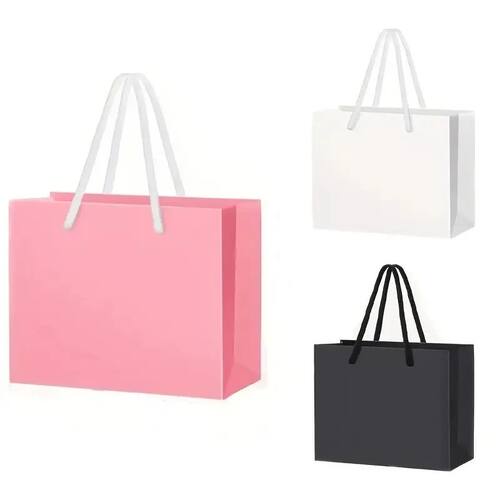 5/10PCS Black White Pink Color Kraft Gift Bags With Rope Han