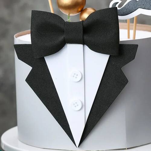 Eva Suit Bow Tie Happy Fathers Day Cake Topper Father Birthd