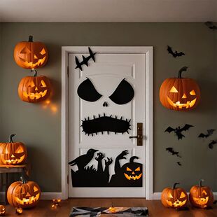 Halloween decorations room door stickers window decor skelet