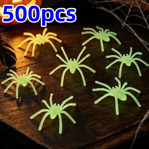 50/100/500pcs Halloween Luminous Spider Glow in The Dark Fak
