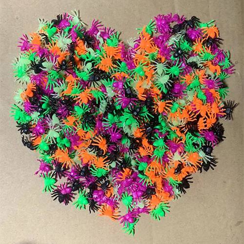 Halloween Small Spiders Decorations,Mini Lifelike Black Lumi