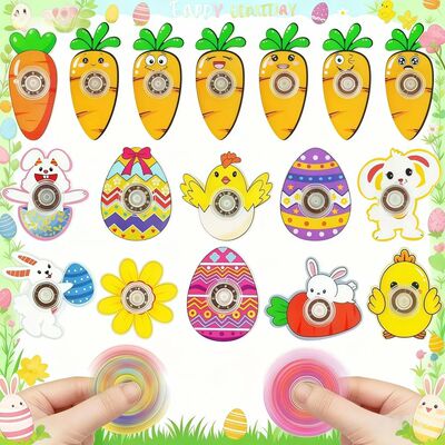 10-30PC Fun Easter Bunny Carrot Egg Spinning Top Easter Part
