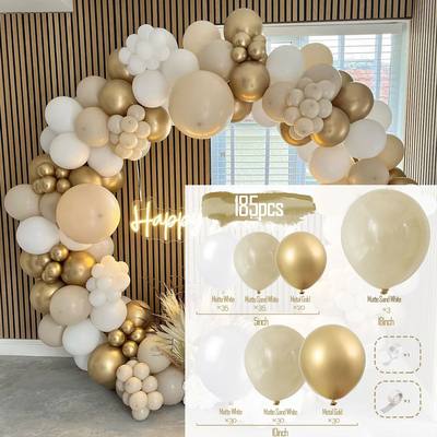 White Sand Gold Balloons Garland Arch Kit Latex Balloon Glob