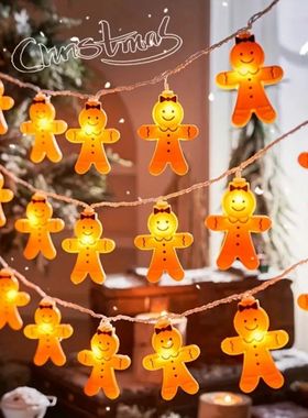1pc 10/20 LED Ginger Bread Christmas LED String Lights Batte