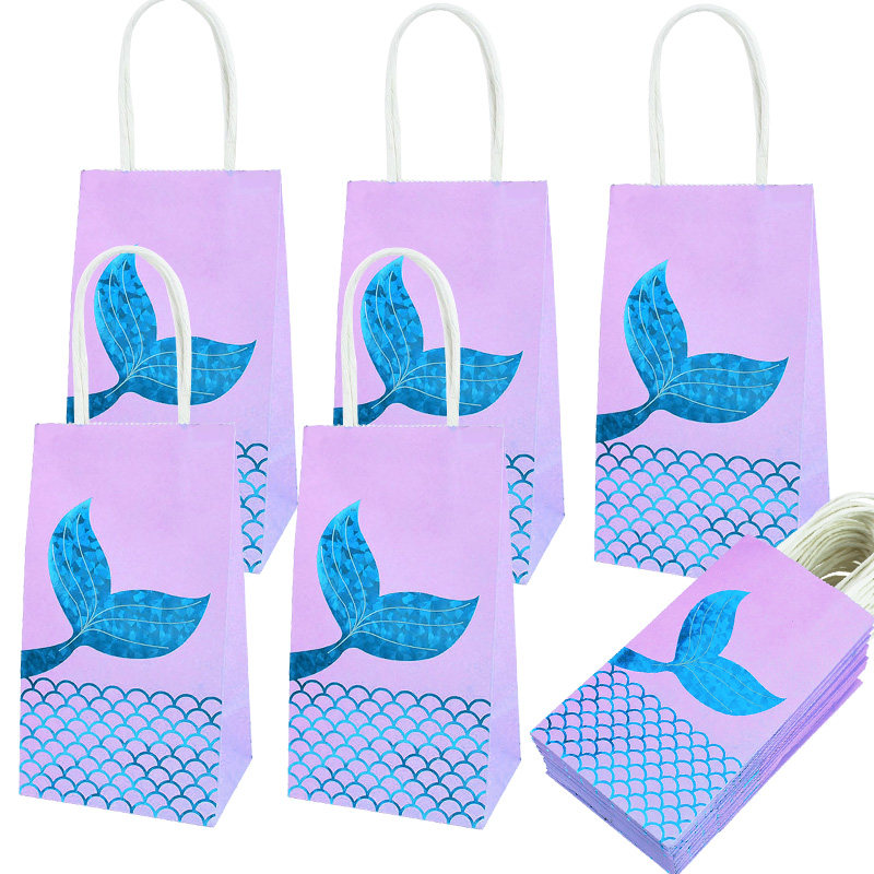 6pcs mermaid tail paper gift bags candy boxes kids 1st littl