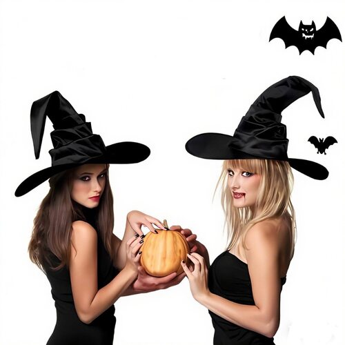 Hallowmas Tassel Hat Party Hat Black Halloween Pleated Hat