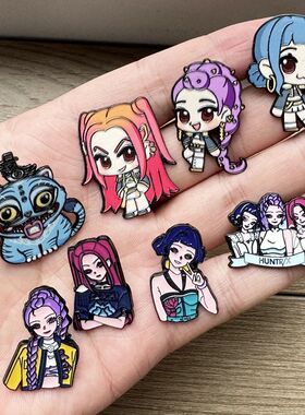 4pcs K-Pop Demon Hunters Enamel P Saja Boys Jinu Magpie Cart