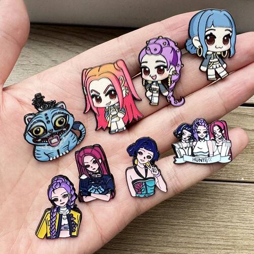 4pcs K-Pop Demon Hunters Enamel P Saja Boys Jinu Magpie Cart