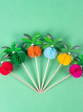 50pcs Hawaiian Luau Cocktail Picks Coconut Palm e Food Stick