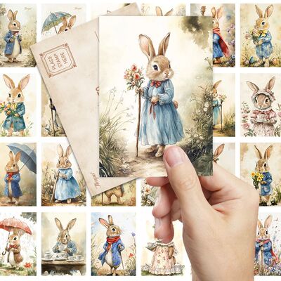 32pcs Peter Rabbit Vintage Farmhouse Postcards,Holiday Greet