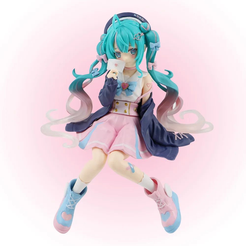 New Hatsune Miku Anime figure Pink sakura sitting position