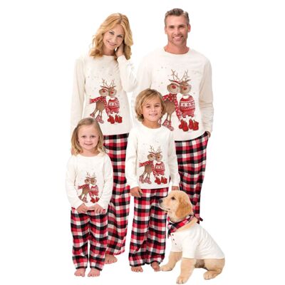 Christmas Elk Print Parent-child Long-sleeved Pajamas Suit H