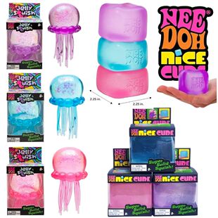 Trending Nee Doh Jellyfish & Cube Squish Toy, Soft Jelly Squ