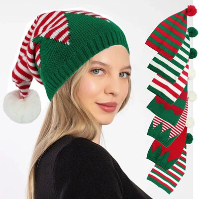 Adult Christmas Knitted Hat Elf Santa Beanies Santa Claus Re