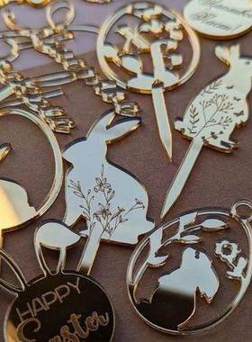 6pcs Happy Easter Rabbit Cake Toppers Bunny Cake Decorating