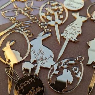 6pcs Happy Easter Rabbit Cake Toppers Bunny Cake Decorating