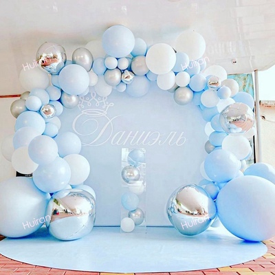 Blue Silver Gold Birthday Balloon Garland Arch Kit Wedding 1