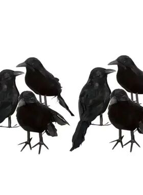 3pcs/set Halloween Black Crow Fakes Bird Toys Feather Animal