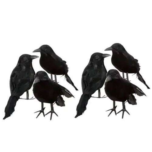 3pcs/set Halloween Black Crow Fakes Bird Toys Feather Animal