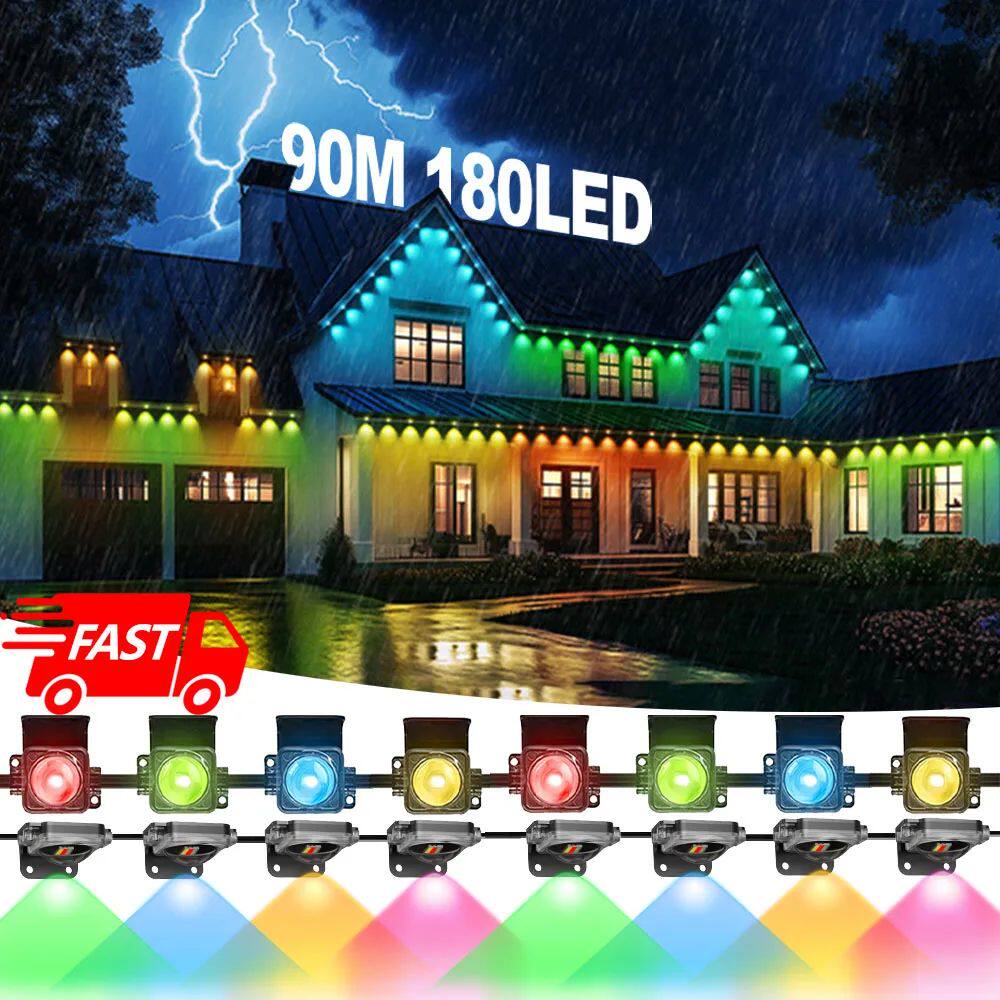 90M 180LEDs Permanent Outdoor Christmas Lights, APP Control
